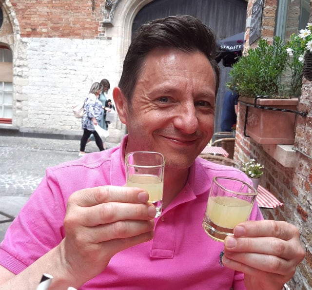 Andrew drinking limoncello