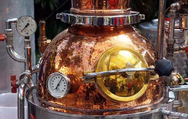 modern-day copper pot still for Charentese distillation 