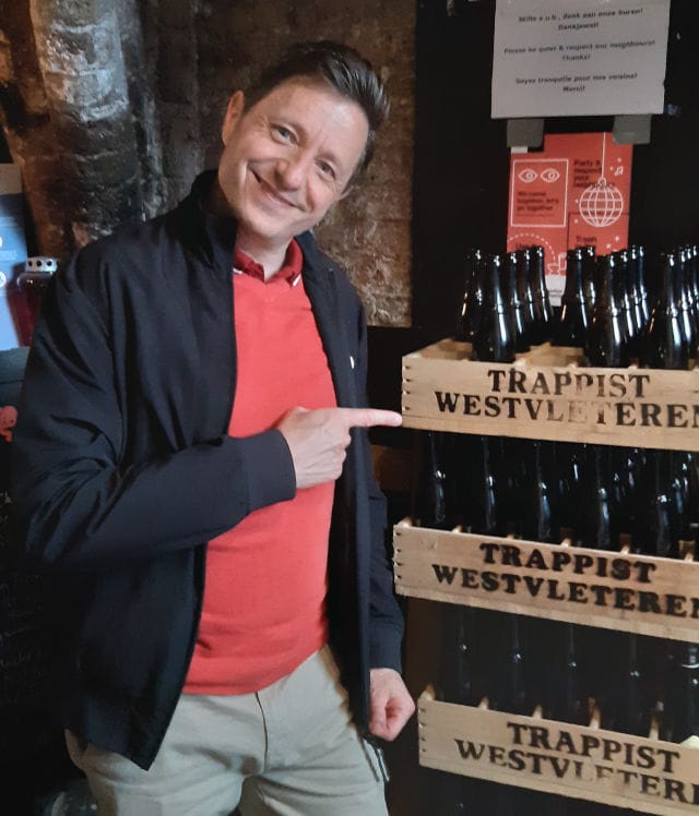 Andrew with Trappist beer crate