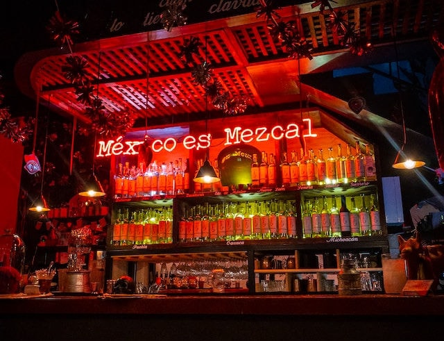 Mezcal bar with lights