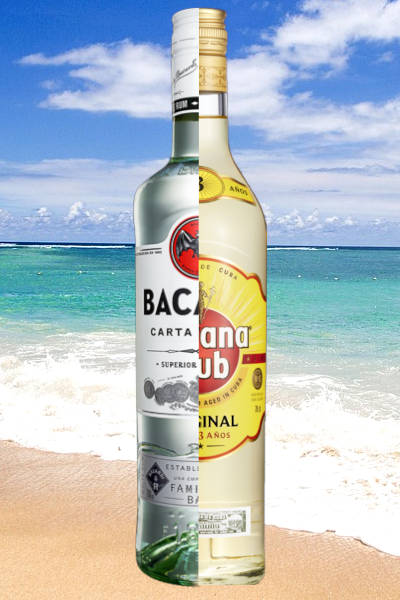 Bacardi Carta Blanca vs Havana Club Rum 2 bottles